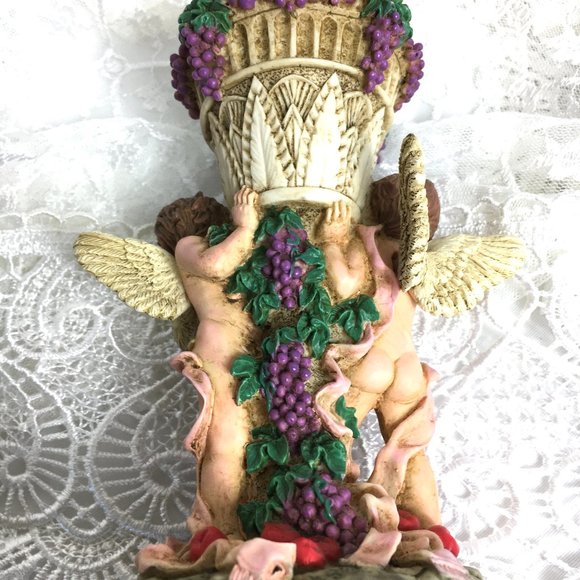 Cupids Angels Resin Romantic Candle Stick Holder Vtg - Picture 13 of 15